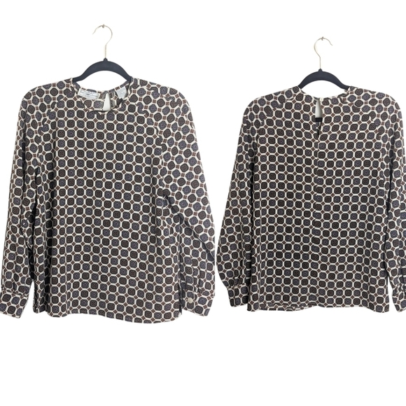 Vintage Pop-Over Blouse Prairie Mod Abstract Women's Medium - Picture 1 of 7